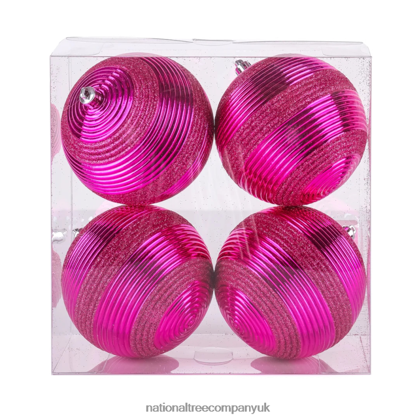 decoration | National Tree Company First Traditions 4 Piece Shatterproof Swirling Pink Ornaments F2L4F536
